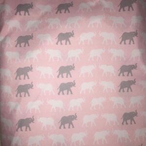 Pickle & Dot Pink Elephant Flat Twin Sheet Fabric Pink Gray
